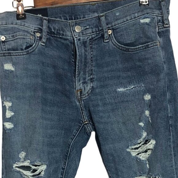 Abercrombie & Fitch Mens Distressed Skinny Tapered Jeans 31 x 30 Medium Wash - Picture 3 of 14